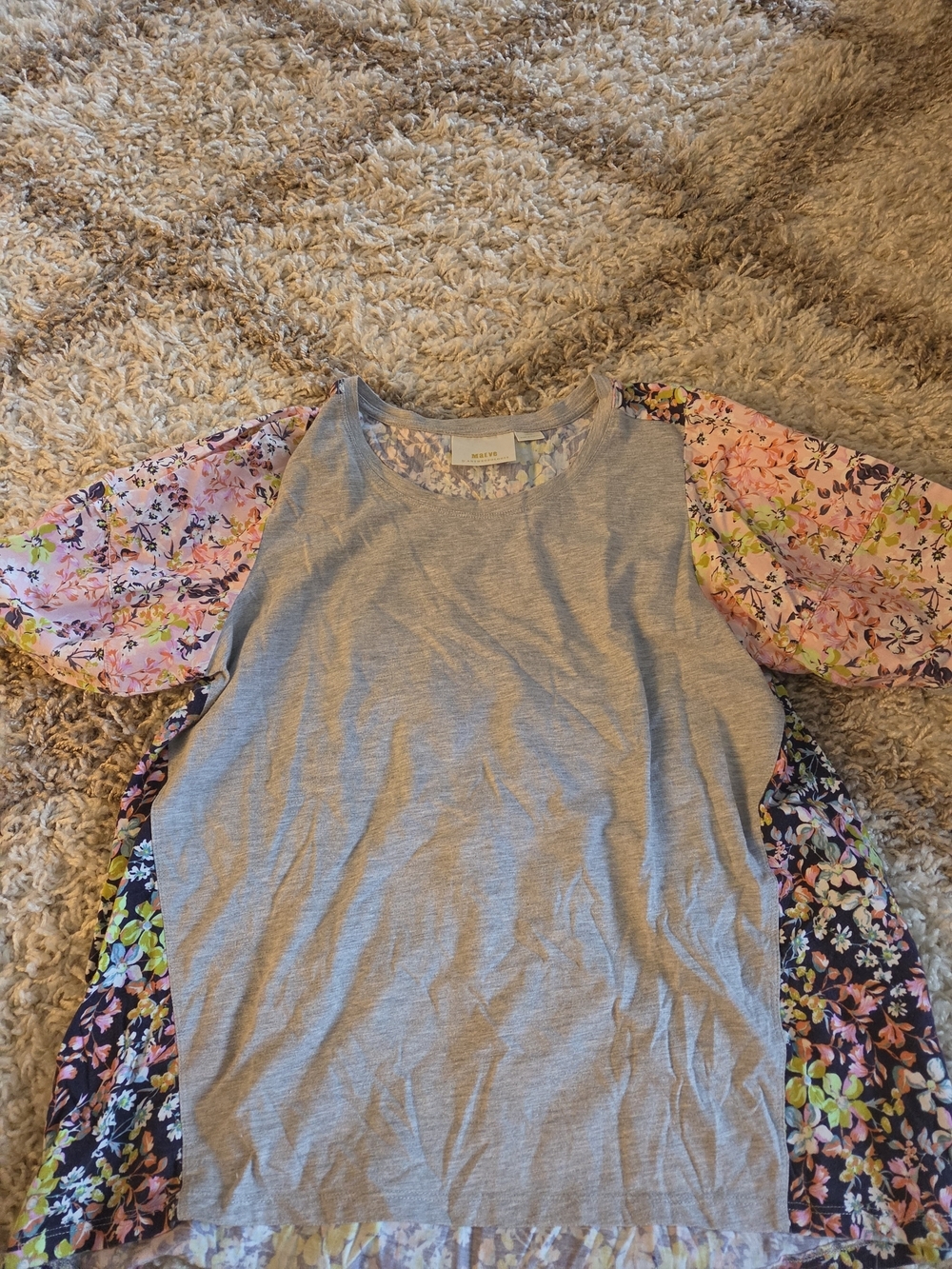 Maeve Gray Body Floral Sleeve Blouse